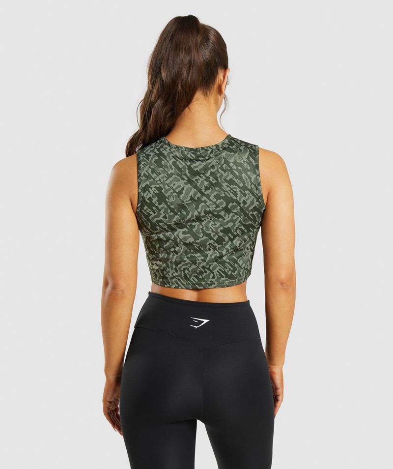 Women's Gymshark Training Crop Tank Tops Green | USA  6201-TCOSN