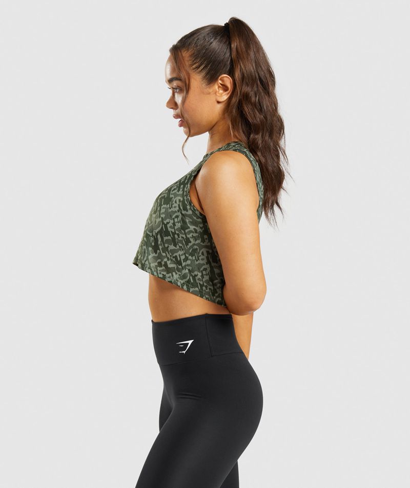 Women's Gymshark Training Crop Tank Tops Green | USA  6201-TCOSN