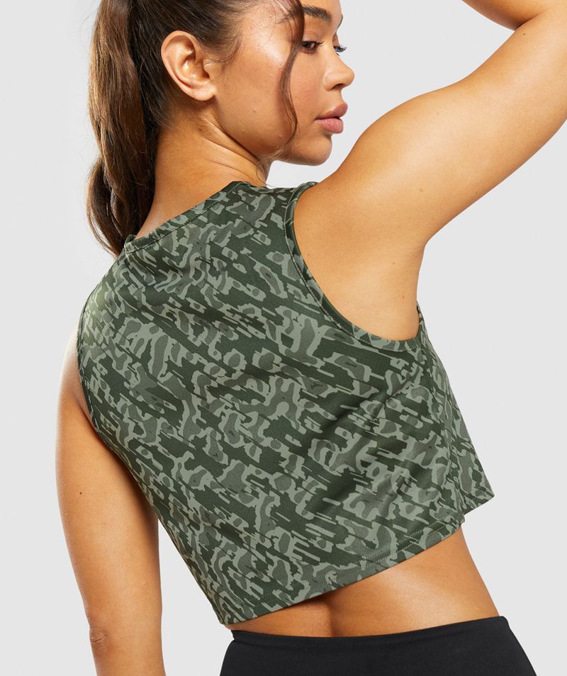 Women's Gymshark Training Crop Tank Tops Green | USA  6201-TCOSN