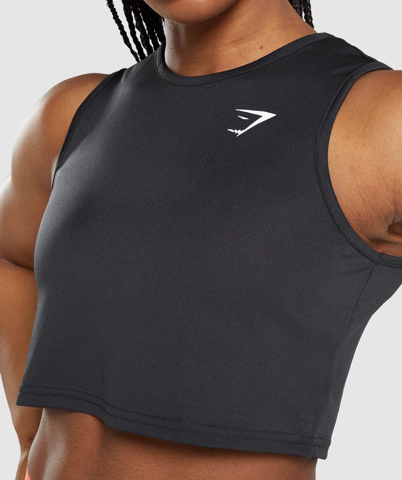 Women's Gymshark Training Crop Tank Tops Black | USA  7869-JKCOF