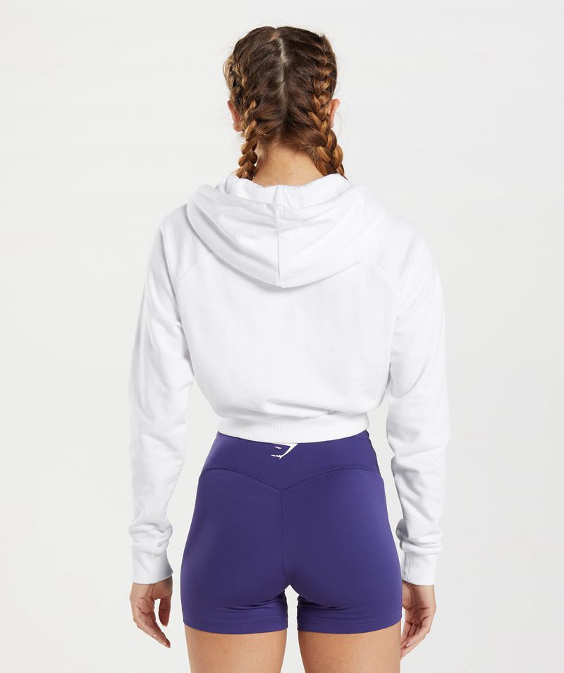 Women's Gymshark Training Cropped Hoodie White | USA  5428-HTMEB