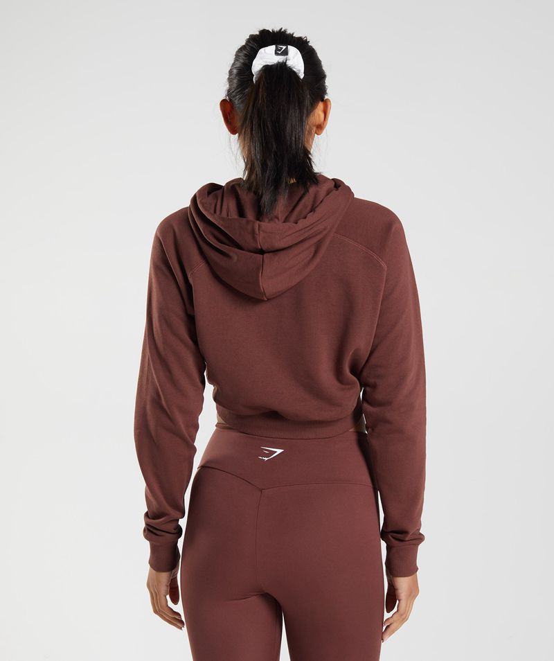 Women's Gymshark Training Cropped Hoodie Burgundy | USA  9738-NWYTH