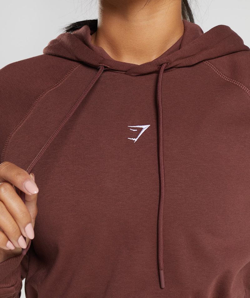 Women's Gymshark Training Cropped Hoodie Burgundy | USA  9738-NWYTH