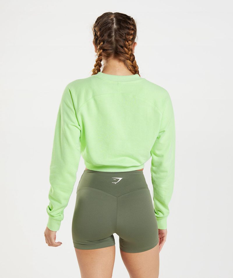 Women's Gymshark Training Cropped Sweatshirts Green | USA  1347-GXSWD