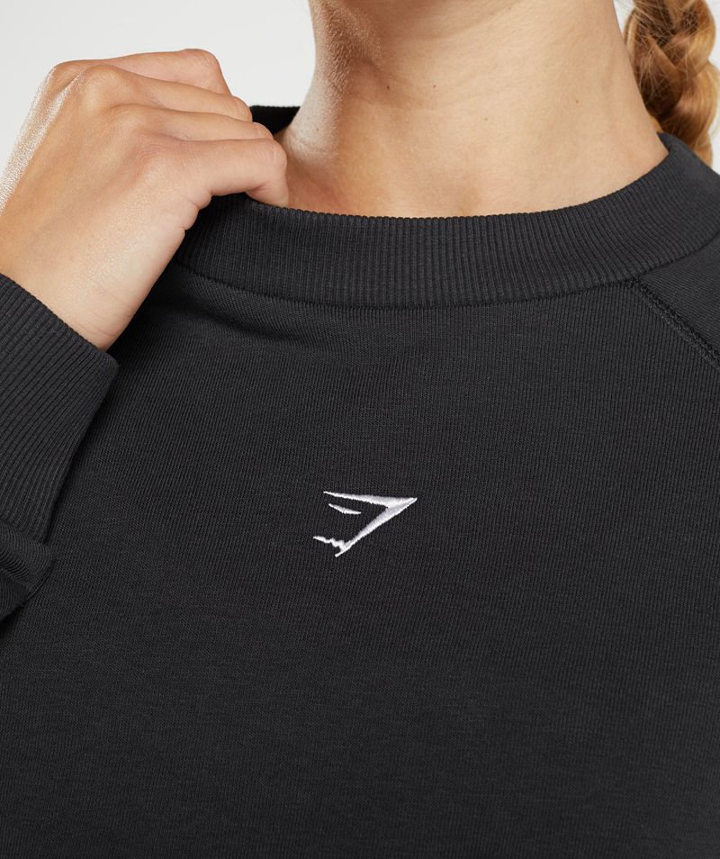 Women's Gymshark Training Cropped Sweatshirts Black | USA  8173-WROMP