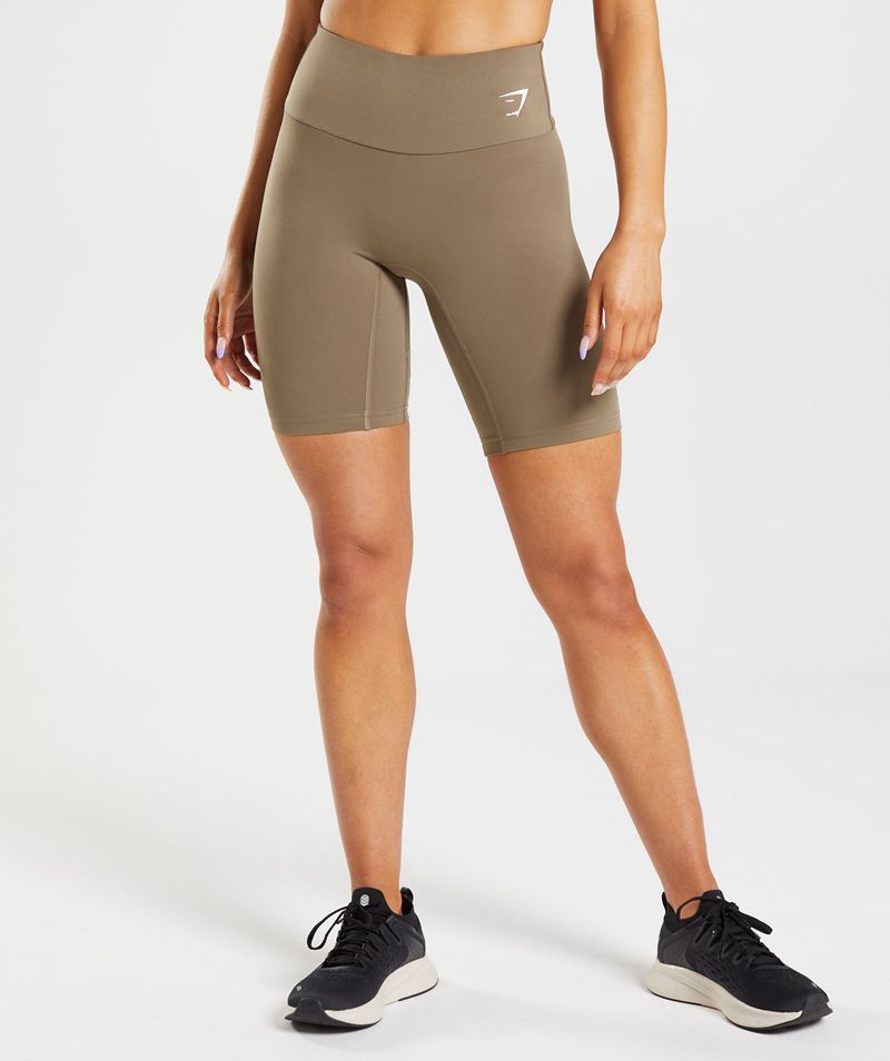 Women\'s Gymshark Training Cycling Shorts Brown | USA  7415-IGNWO