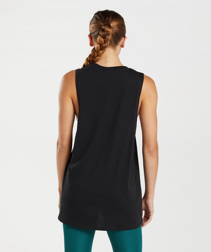 Women's Gymshark Training Drop Arm Tank Tops Black | USA  1842-FMBYV