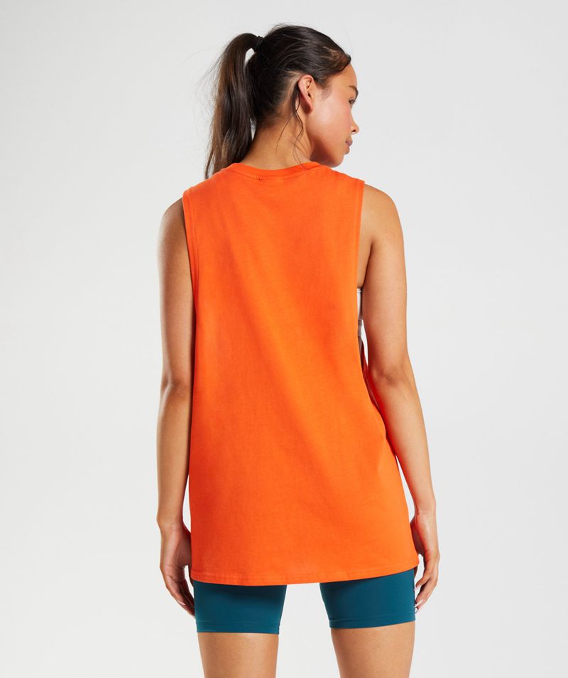 Women's Gymshark Training Drop Arm Tank Tops Orange | USA  3509-OTDAL