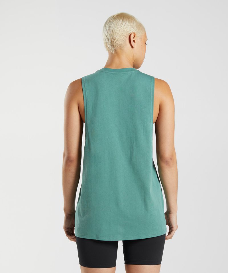 Women's Gymshark Training Drop Arm Tank Tops Green | USA  8724-LOHAV