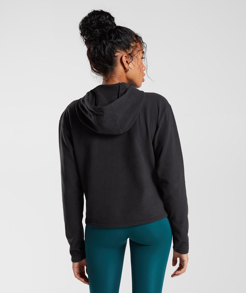 Women's Gymshark Training Fleece 1/4 Zip Hoodie Black | USA  5261-FSXZJ