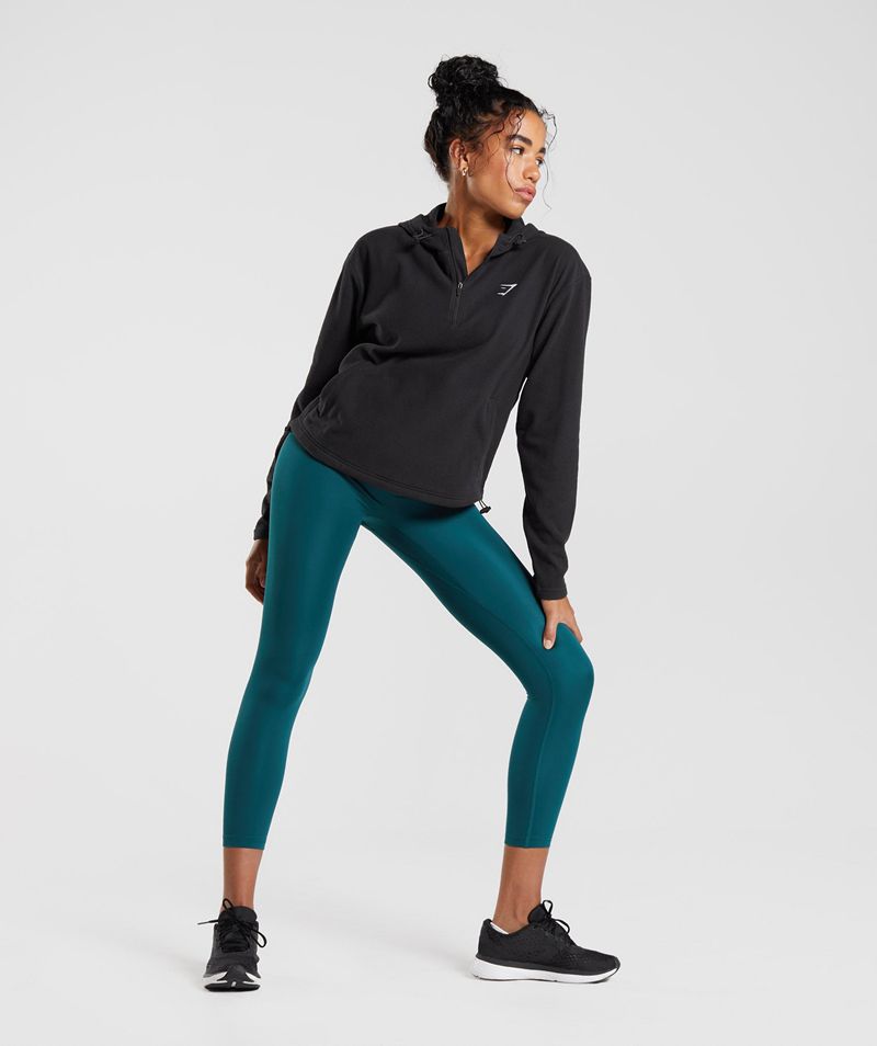 Women's Gymshark Training Fleece 1/4 Zip Hoodie Black | USA  5261-FSXZJ