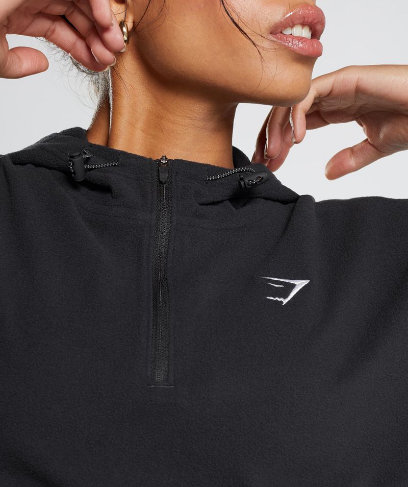 Women's Gymshark Training Fleece 1/4 Zip Hoodie Black | USA  5261-FSXZJ