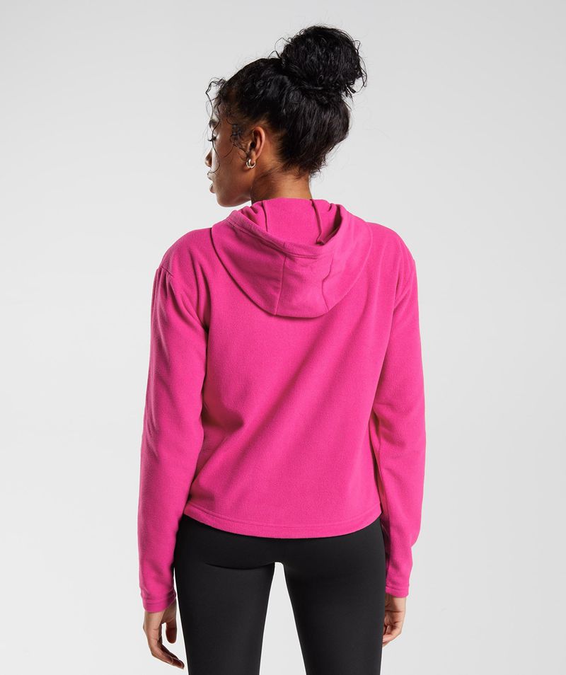 Women's Gymshark Training Fleece 1/4 Zip Hoodie Pink | USA  9157-NWPIO