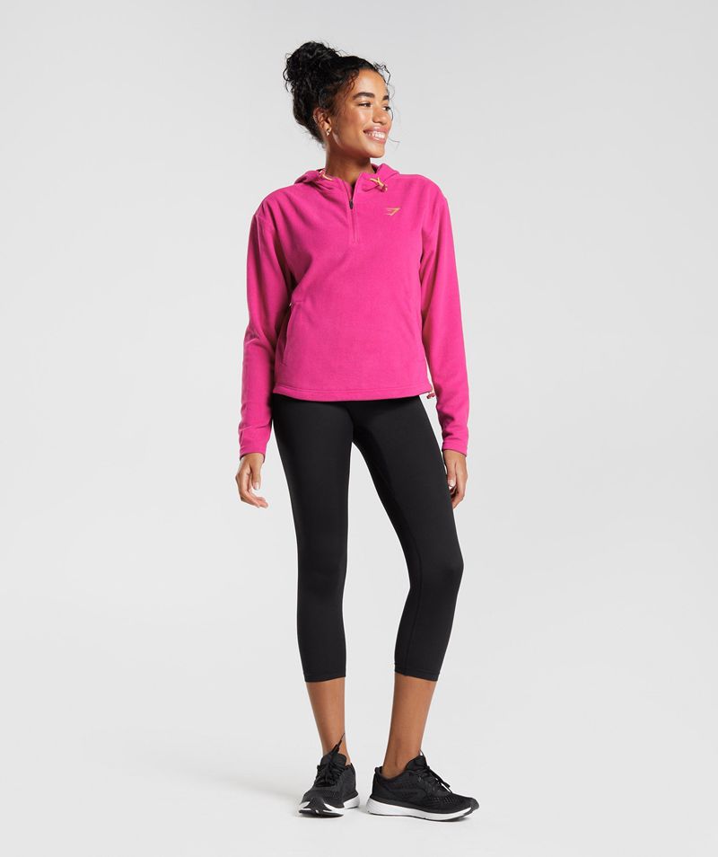 Women's Gymshark Training Fleece 1/4 Zip Hoodie Pink | USA  9157-NWPIO