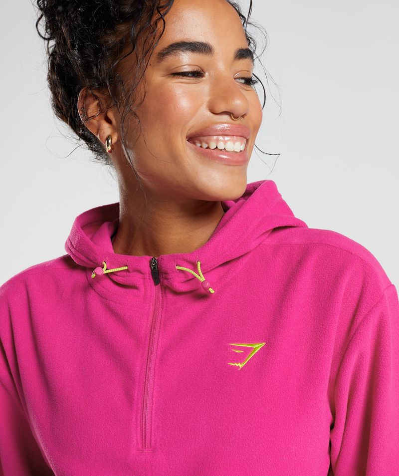 Women's Gymshark Training Fleece 1/4 Zip Hoodie Pink | USA  9157-NWPIO