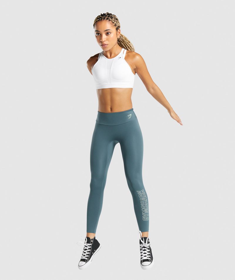 Women's Gymshark Training Graphic Leggings Turquoise | USA  4869-IEZNB