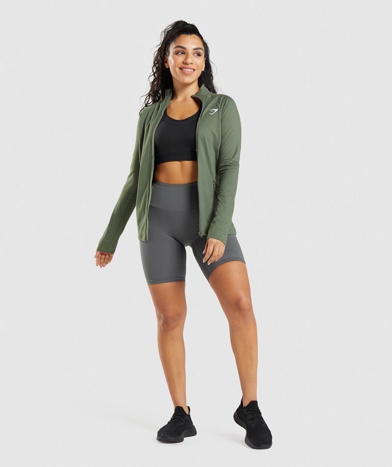 Women's Gymshark Training Jackets Olive | USA  0241-NJZVB