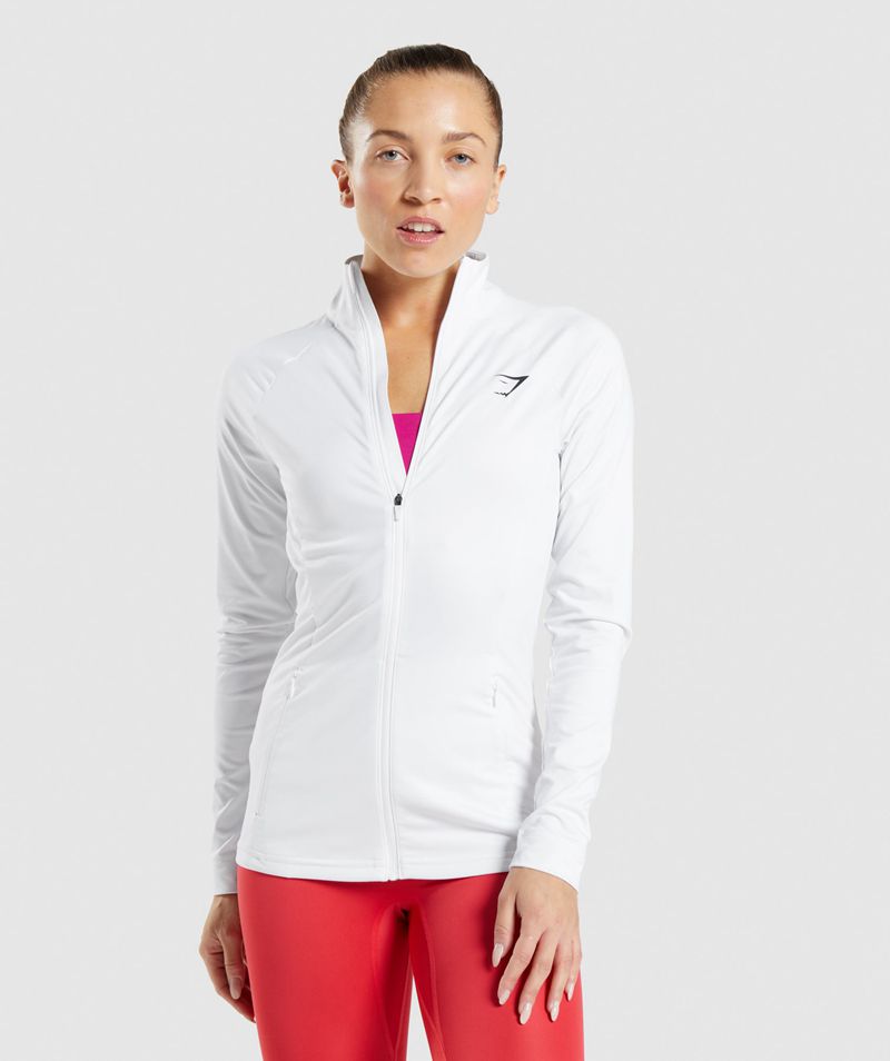 Women\'s Gymshark Training Jackets White | USA  5071-EBLNQ