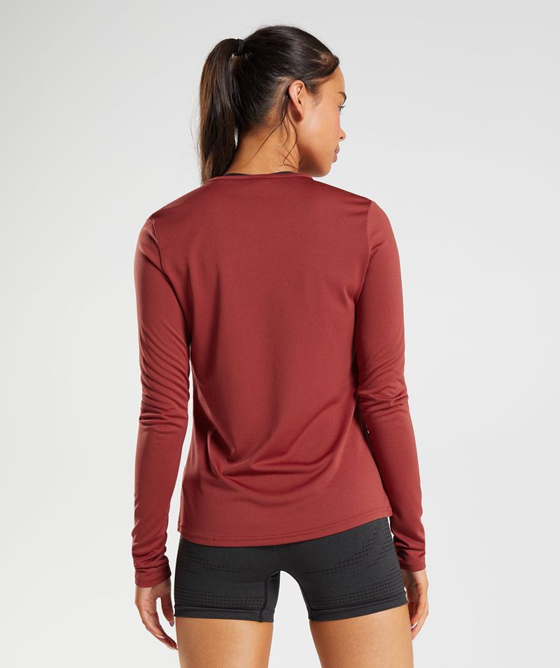 Women's Gymshark Training Long Sleeve Tops Red | USA  4930-LWZGC