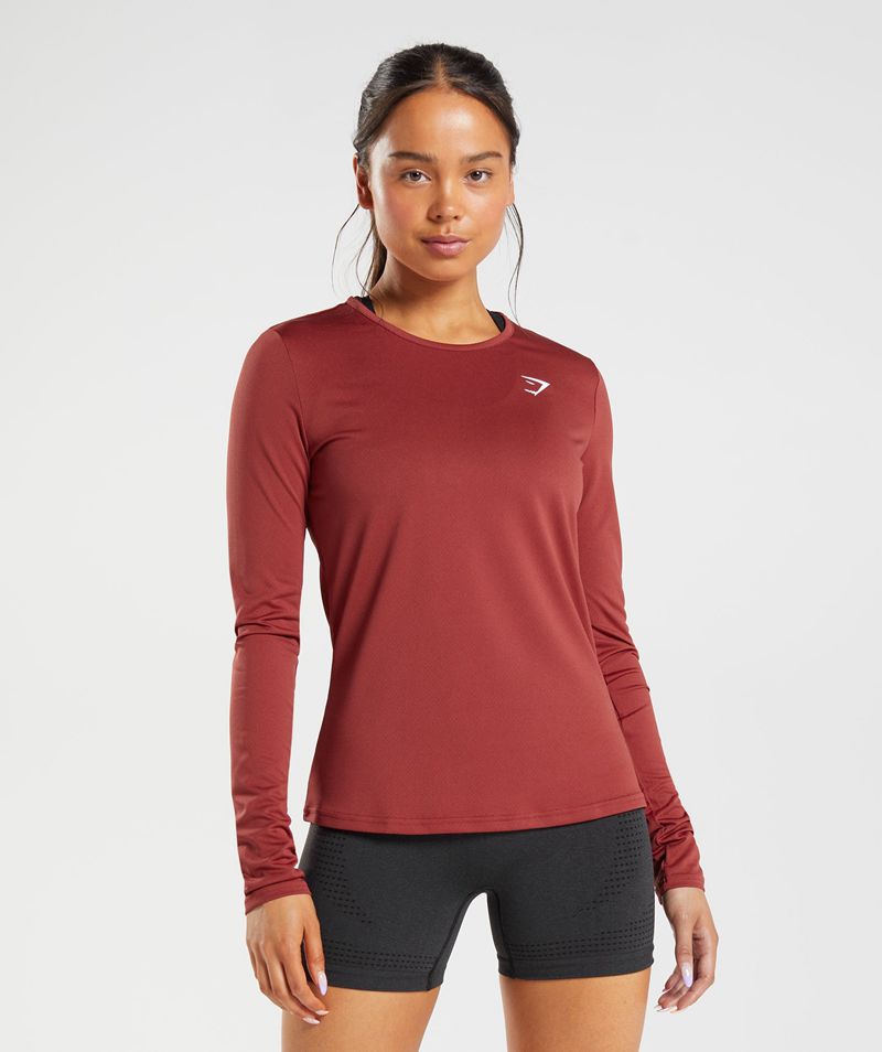 Women\'s Gymshark Training Long Sleeve Tops Red | USA  4930-LWZGC