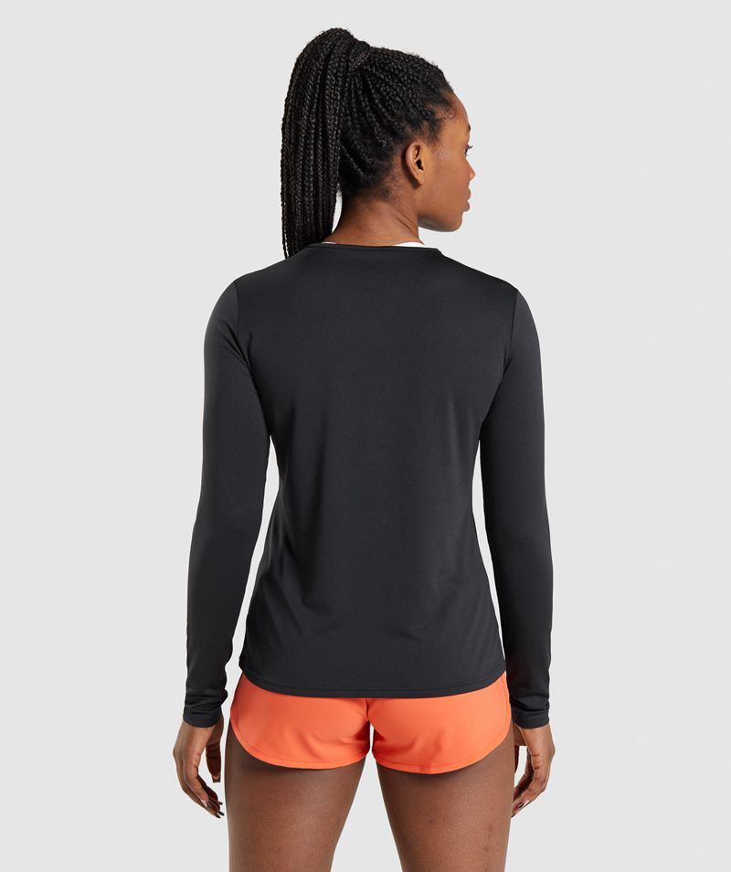 Women's Gymshark Training Long Sleeve Tops Black | USA  6981-LUBYE