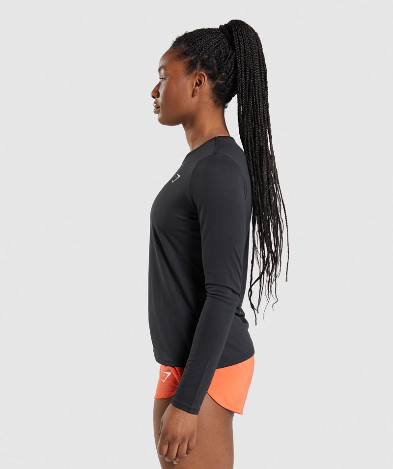 Women's Gymshark Training Long Sleeve Tops Black | USA  6981-LUBYE