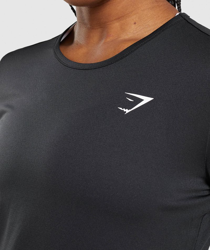 Women's Gymshark Training Long Sleeve Tops Black | USA  6981-LUBYE