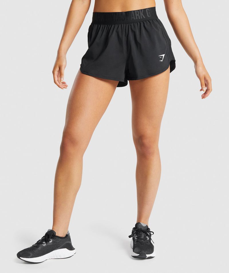 Women\'s Gymshark Training Loose Fit Shorts Black | USA  7962-UEQAZ