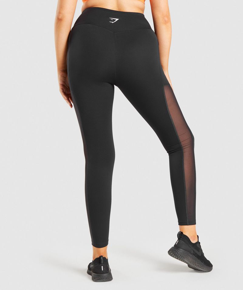 Women's Gymshark Training Mesh Pocket Leggings Black | USA  1386-WGUTK