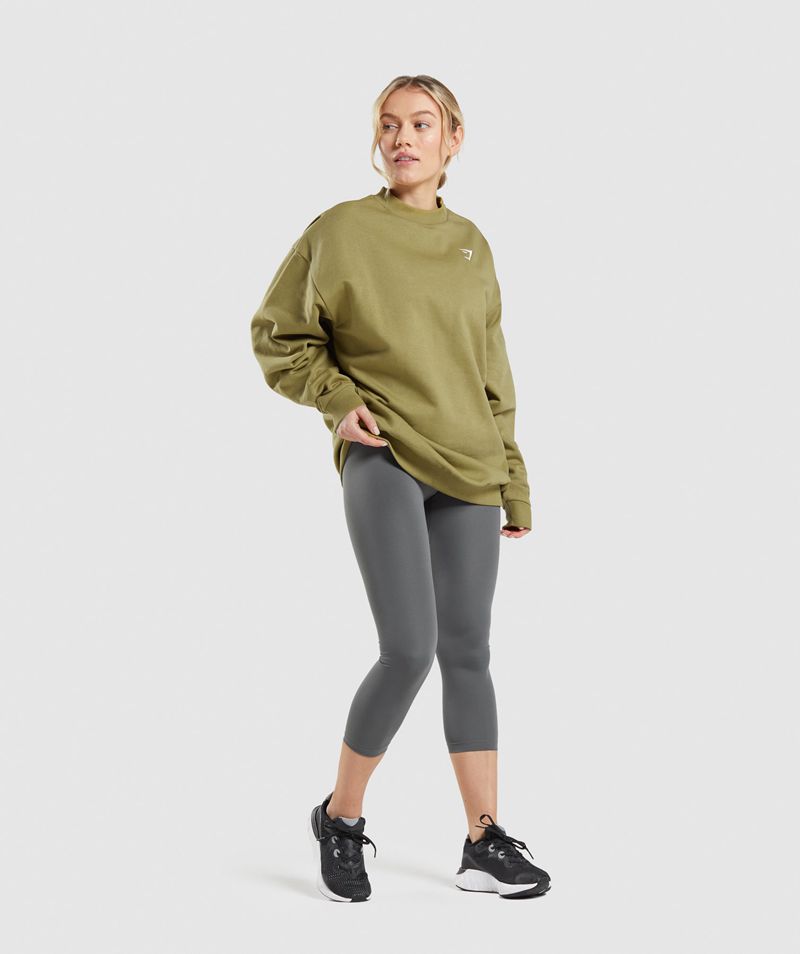 Women's Gymshark Training Oversized Sweatshirts Green | USA  0473-ZDRVM