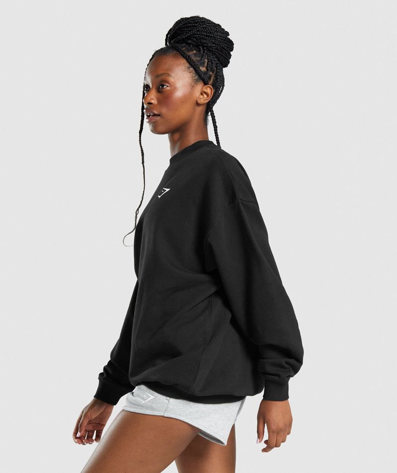 Women's Gymshark Training Oversized Sweatshirts Black | USA  2786-NCXML