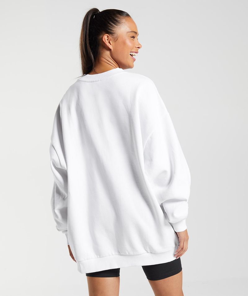 Women's Gymshark Training Oversized Sweatshirts White | USA  5610-YQJIM