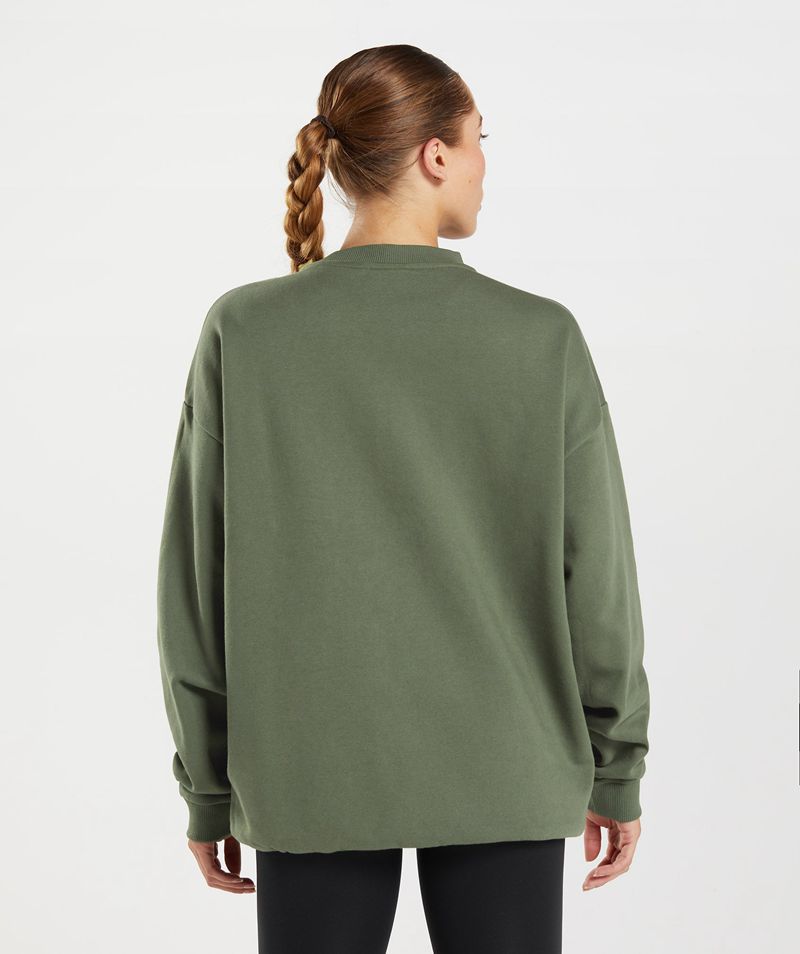 Women's Gymshark Training Oversized Sweatshirts Olive | USA  6284-VUHOC