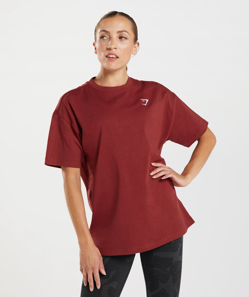 Women\'s Gymshark Training Oversized T-Shirts Red | USA  2380-ZAIQY