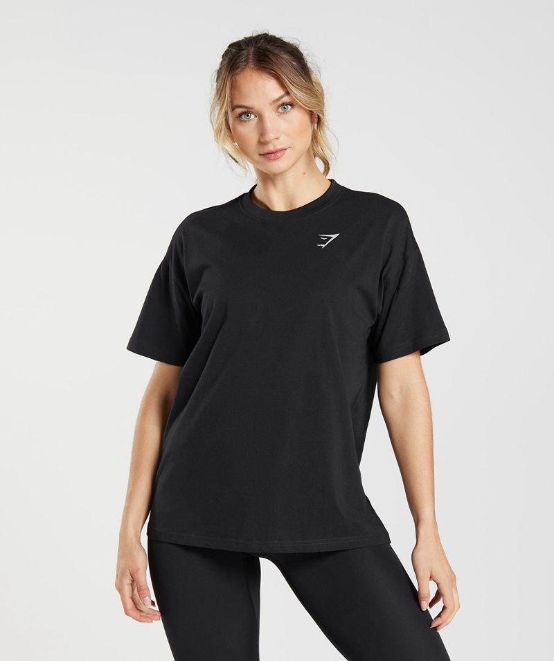 Women\'s Gymshark Training Oversized T-Shirts Black | USA  5124-GRLMD