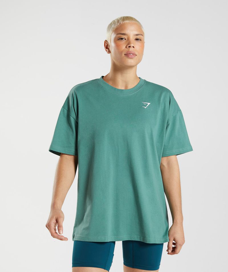 Women\'s Gymshark Training Oversized T-Shirts Green | USA  5736-ARNBP