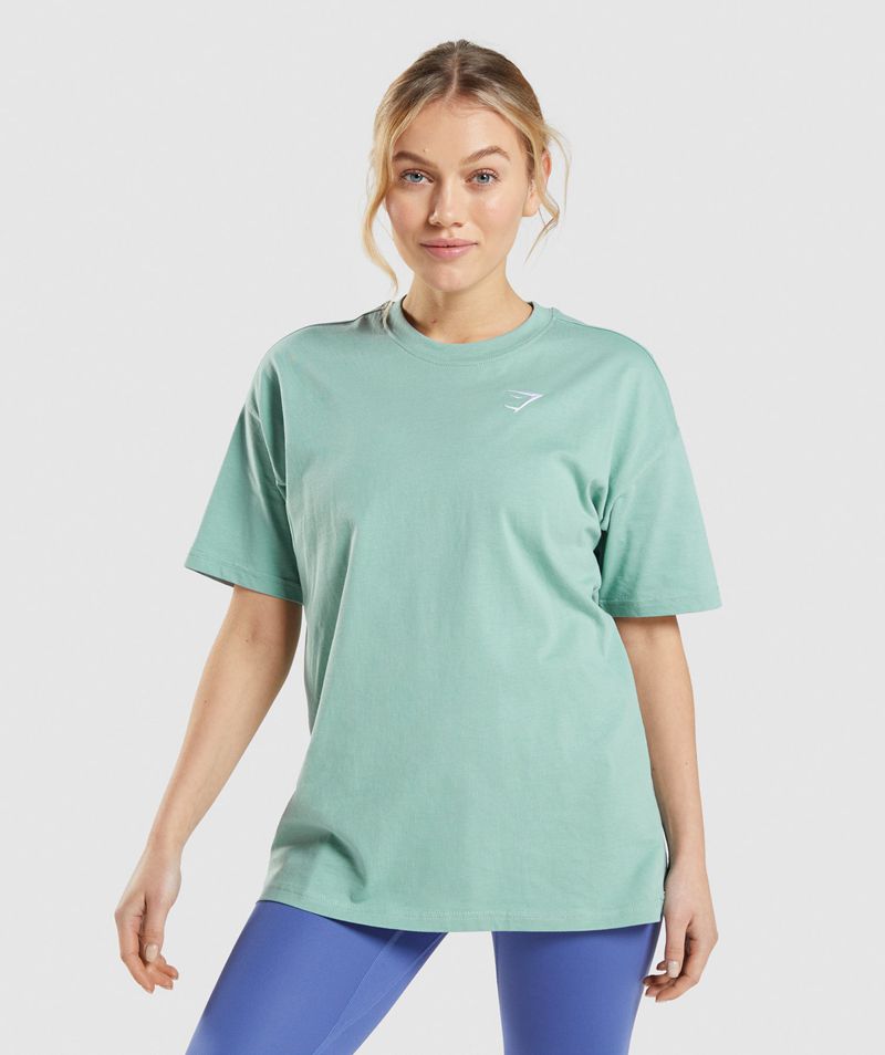 Women\'s Gymshark Training Oversized T-Shirts Turquoise | USA  5917-RGEIK