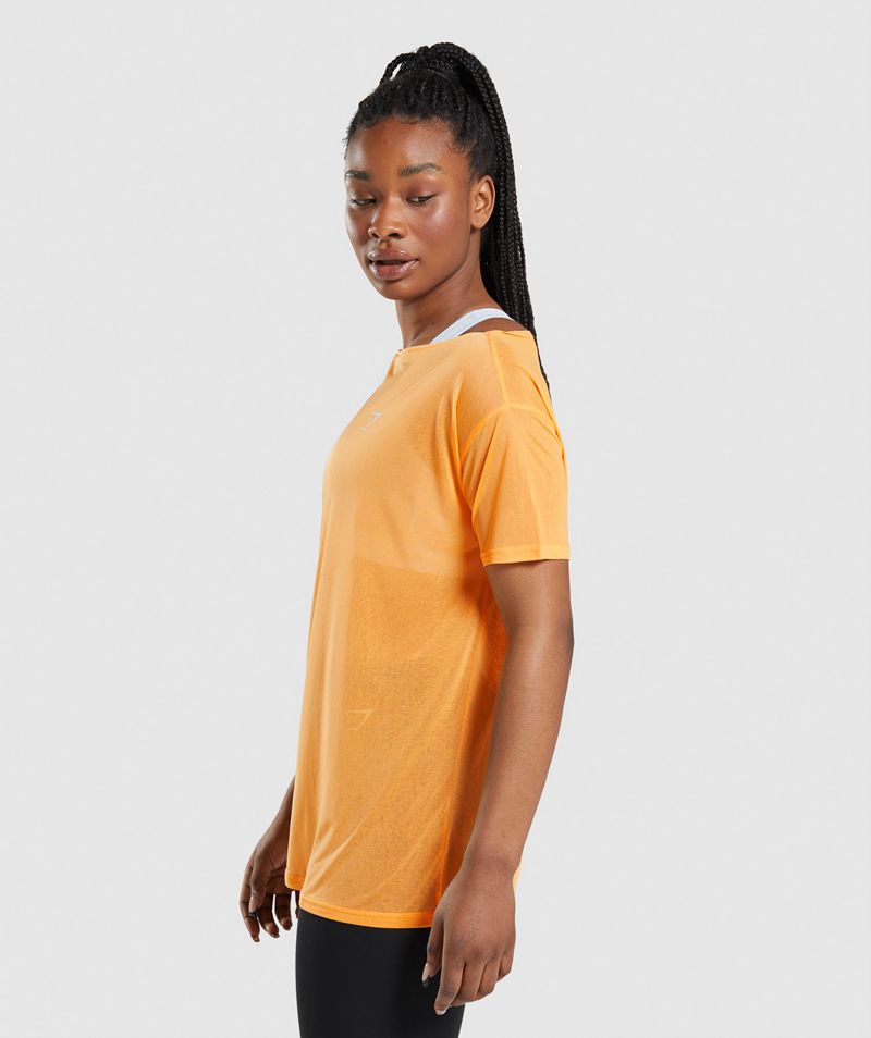 Women's Gymshark Training Oversized Tops Orange | USA  5970-QWRSE