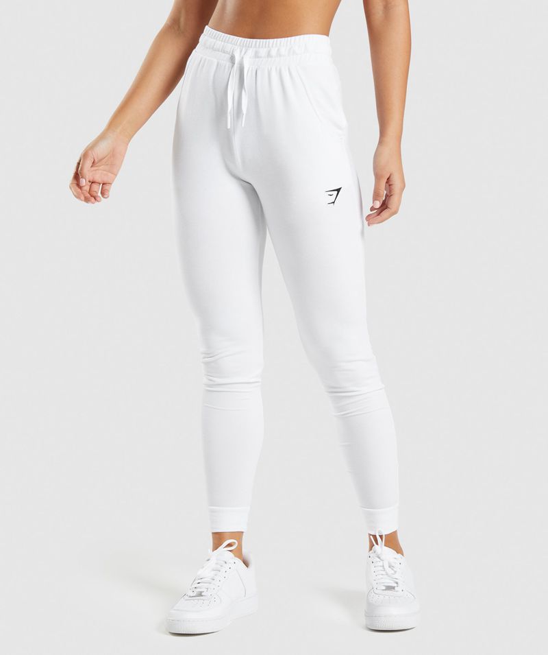 Women\'s Gymshark Training Pippa Joggers White | USA  6372-AGNTM