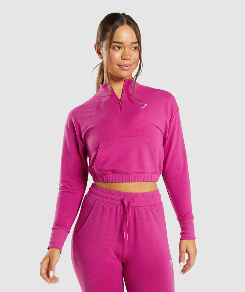 Women\'s Gymshark Training Pippa Pullover Pink | USA  5789-ZLQHC