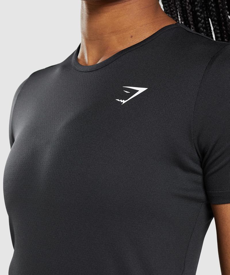 Women's Gymshark Training T-Shirts Black | USA  4369-RHIFS