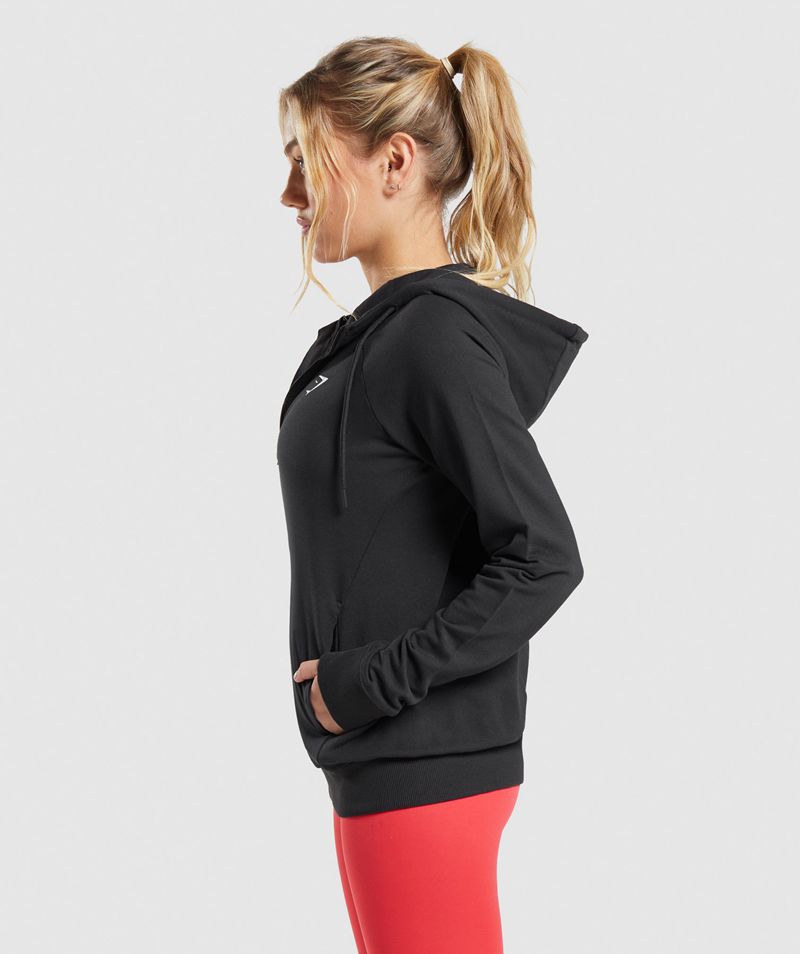 Women's Gymshark Training Zip Hoodie Black | USA  0568-XJNKE