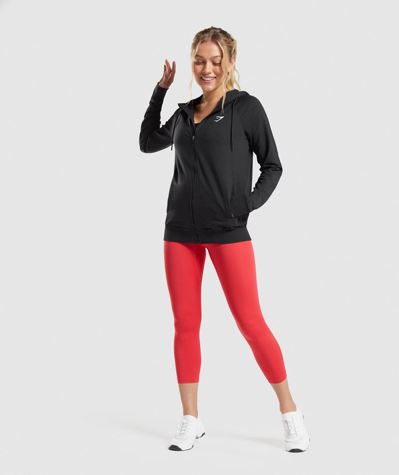 Women's Gymshark Training Zip Hoodie Black | USA  0568-XJNKE