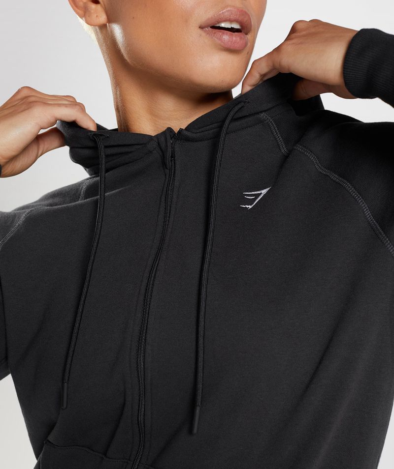 Women's Gymshark Training Zip Hoodie Black | USA  1842-DKLJN