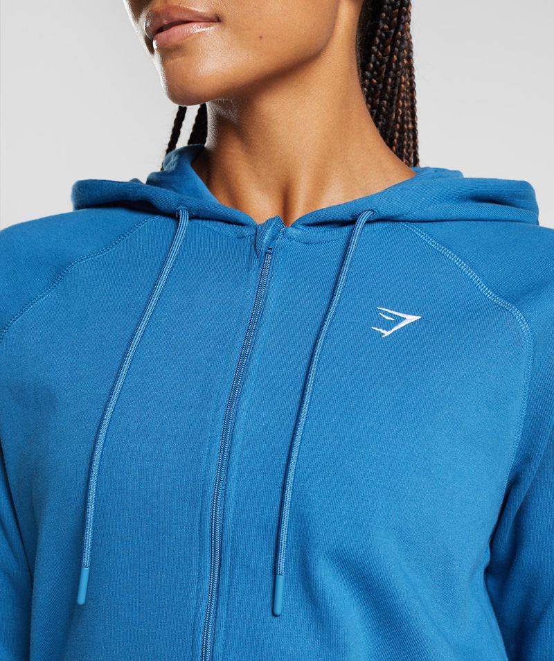 Women's Gymshark Training Zip Hoodie Blue | USA  5146-WZVUO