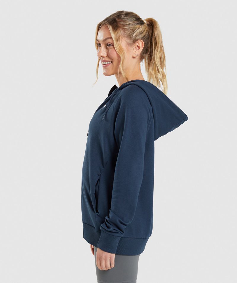 Women's Gymshark Training Zip Hoodie Navy | USA  6043-XJHPU