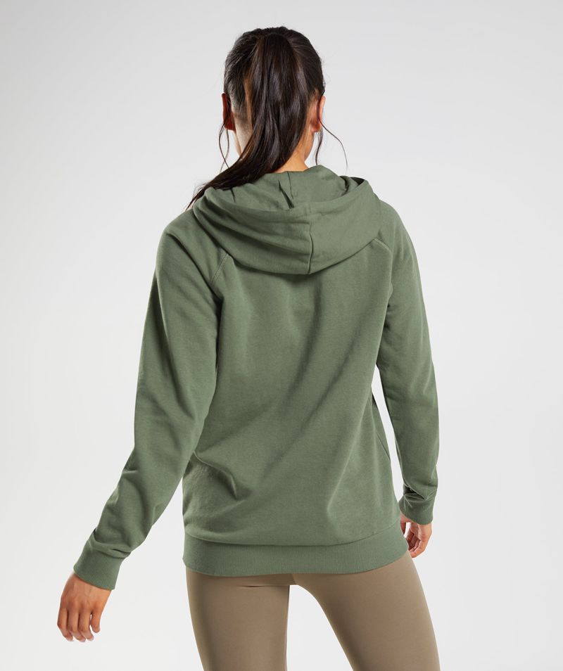 Women's Gymshark Training Zip Hoodie Olive | USA  2165-SBNYG