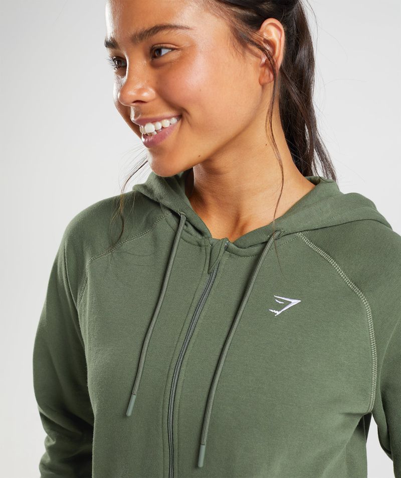 Women's Gymshark Training Zip Hoodie Olive | USA  2165-SBNYG