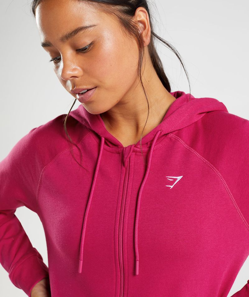 Women's Gymshark Training Zip Hoodie Pink | USA  5260-QSUIG