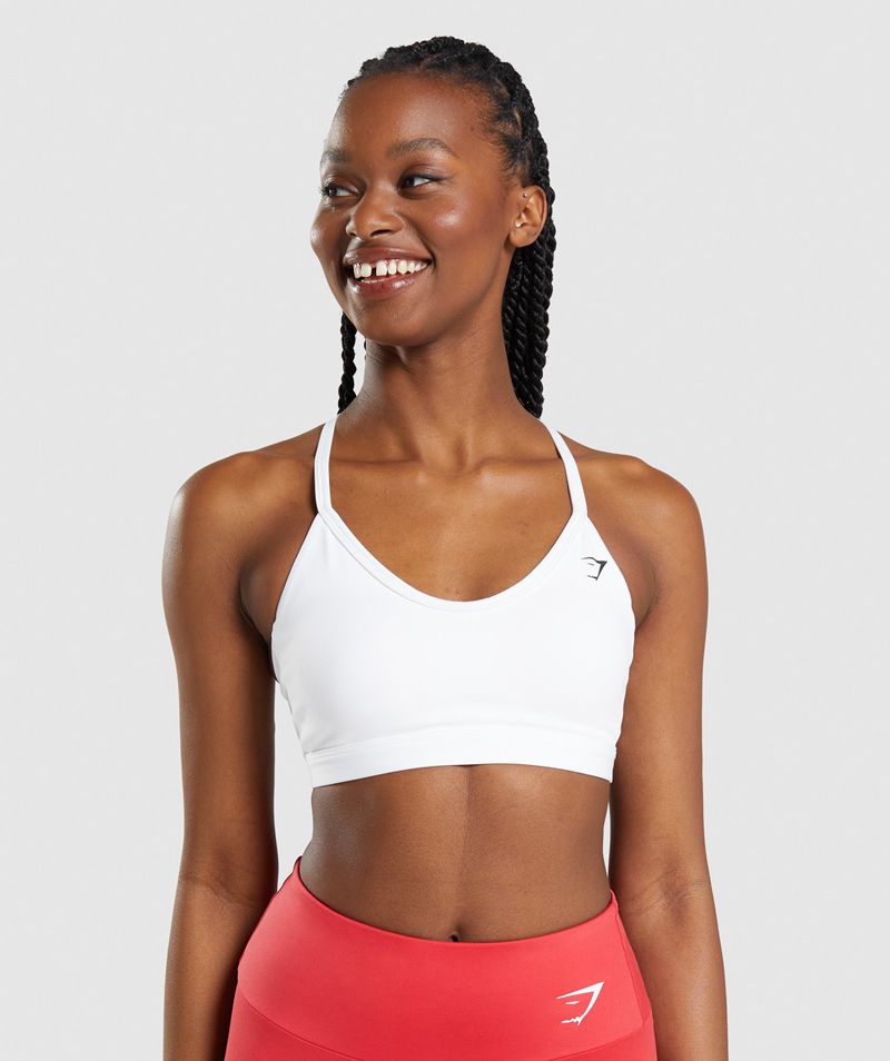 Women\'s Gymshark V Neck Sports Bra White | USA  9687-WVNXS